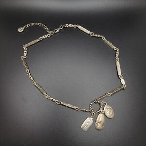 Brighton Style Silver Tone Charm Necklace Fine Engraved Details